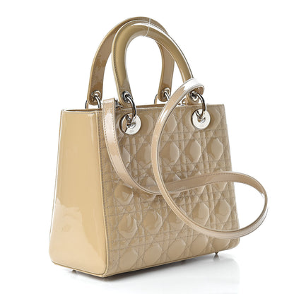 Christian Dior Patent Cannage Medium Lady Dior Beige 3 of 10