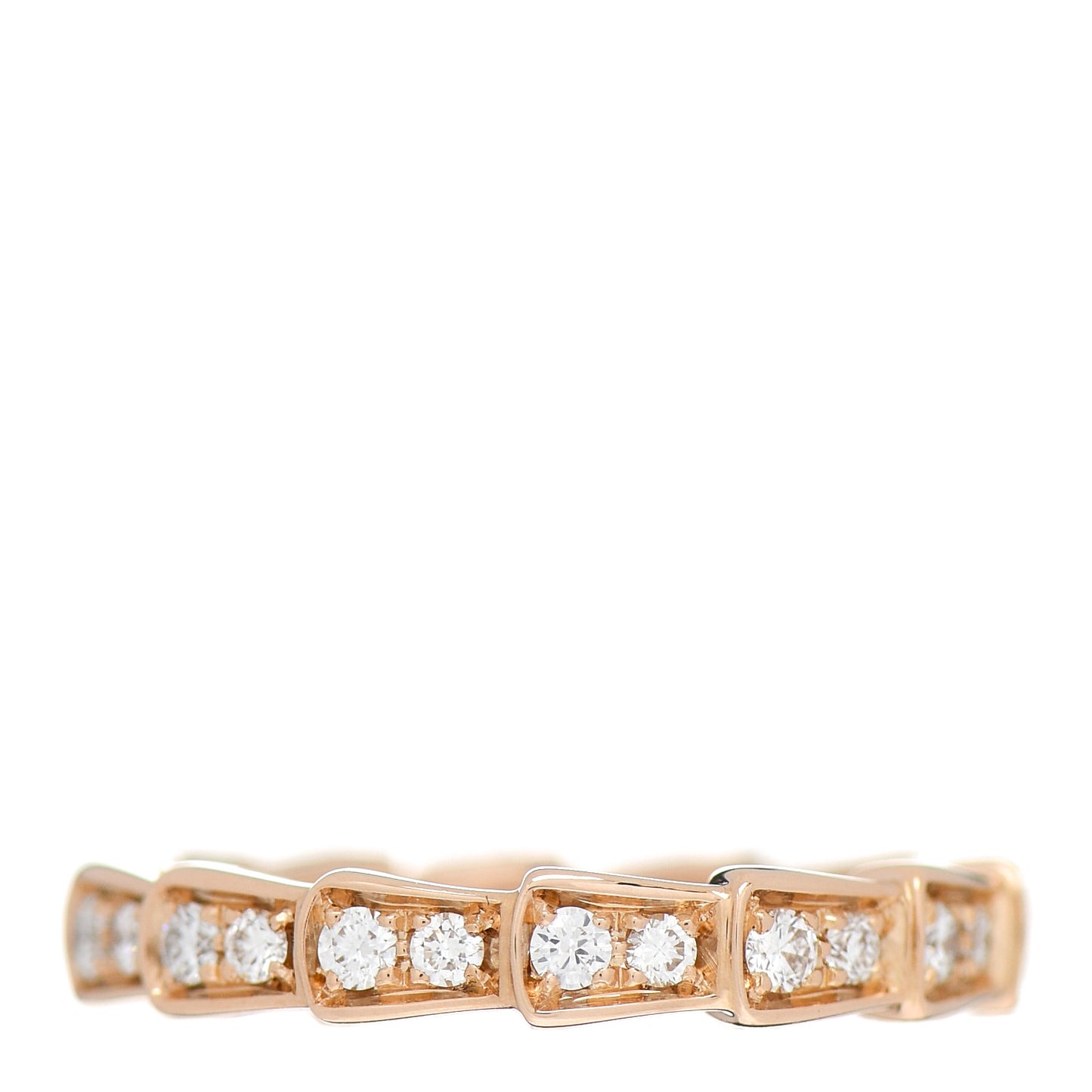 18K Rose Gold Diamond Serpenti Pave Band Ring 51 5.75
