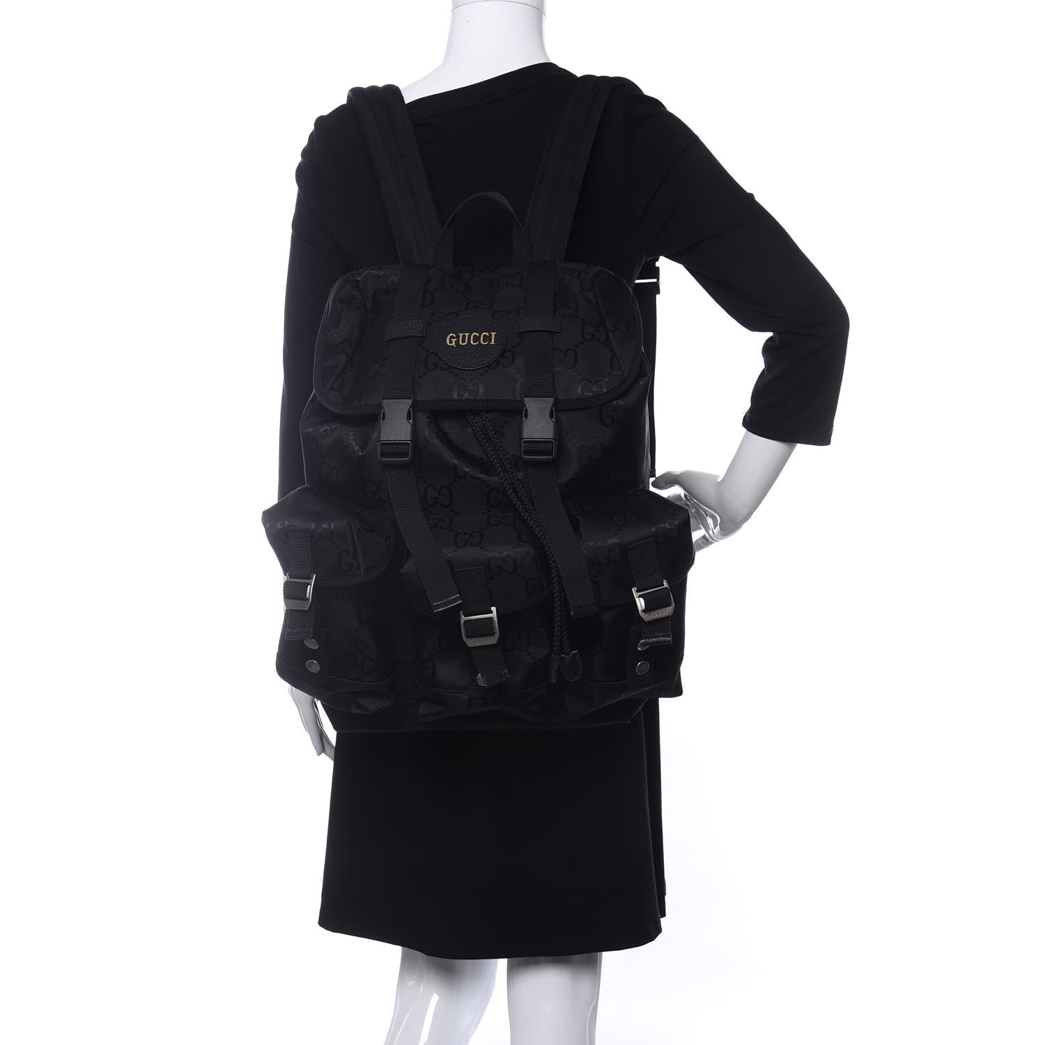 Gucci Econyl Nylon Monogram Off The Grid Utility Pocket Backpack Black 2 of 9