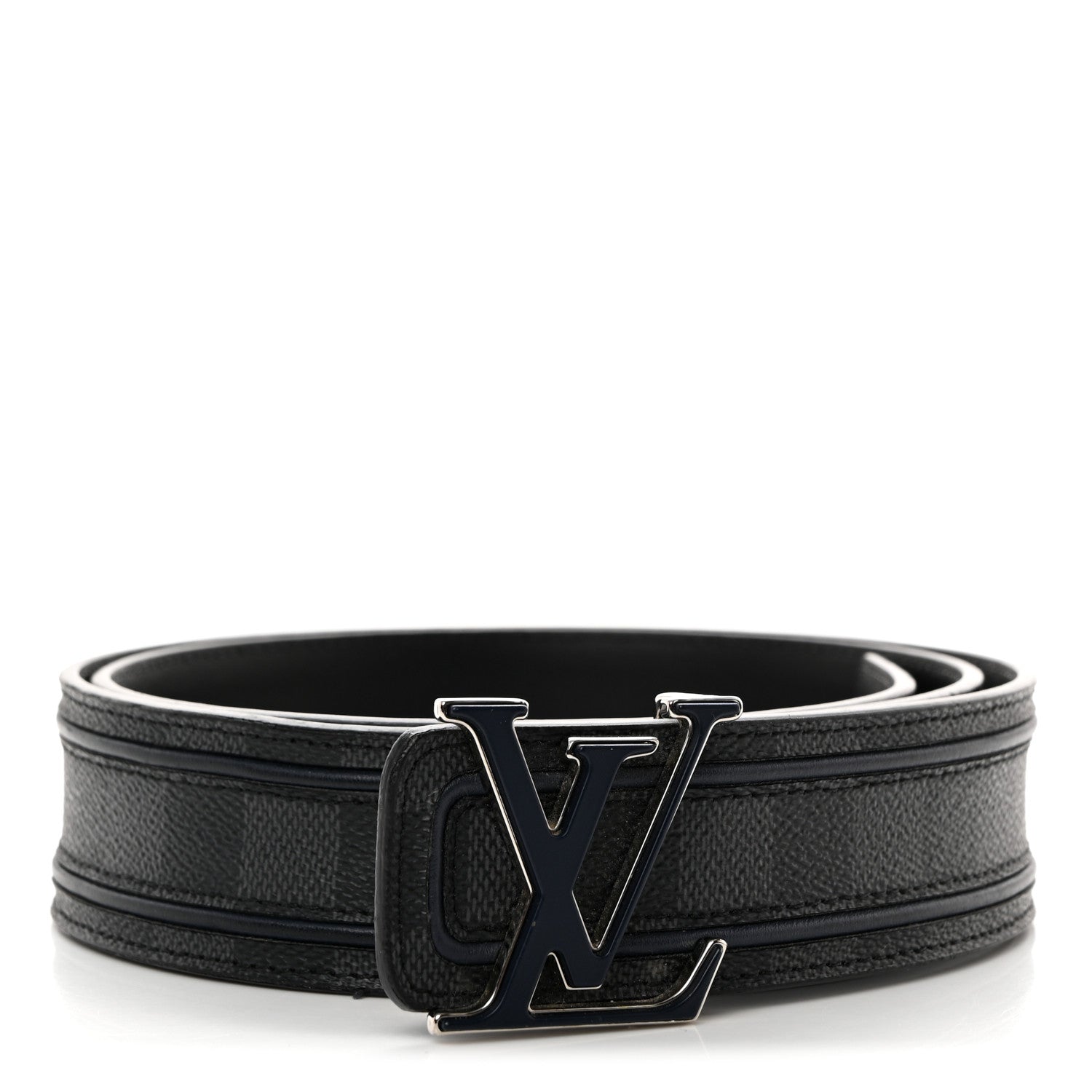 Louis Vuitton Damier Graphite 40mm LV Initiales Belt 110 44 Black 1 of 7