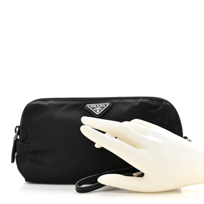 Prada Tessuto Nylon Vela Saffiano Necessaire Wristlet Pouch Black 2 of 6