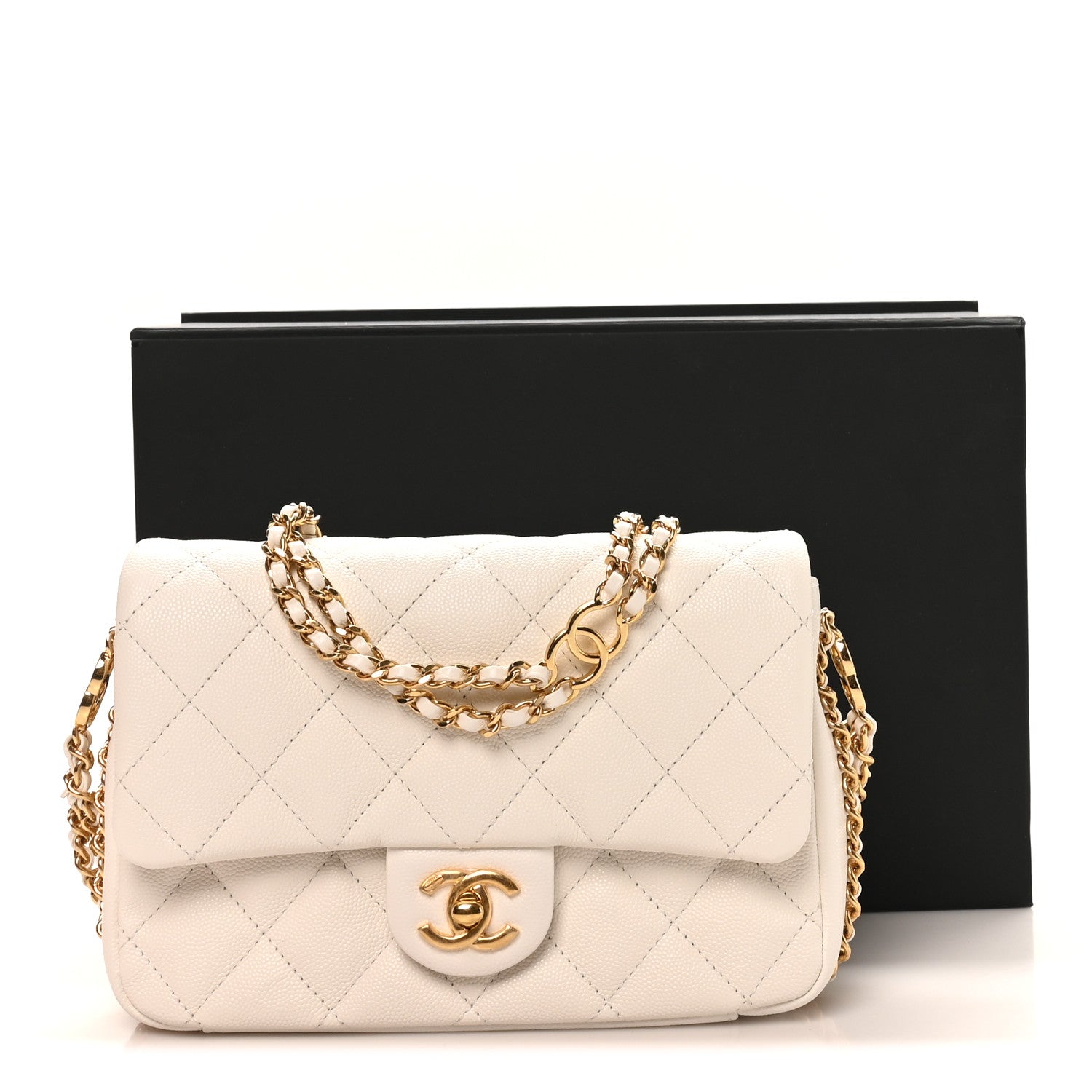 Chanel Caviar Quilted Mini CC You Flap White 10 of 10