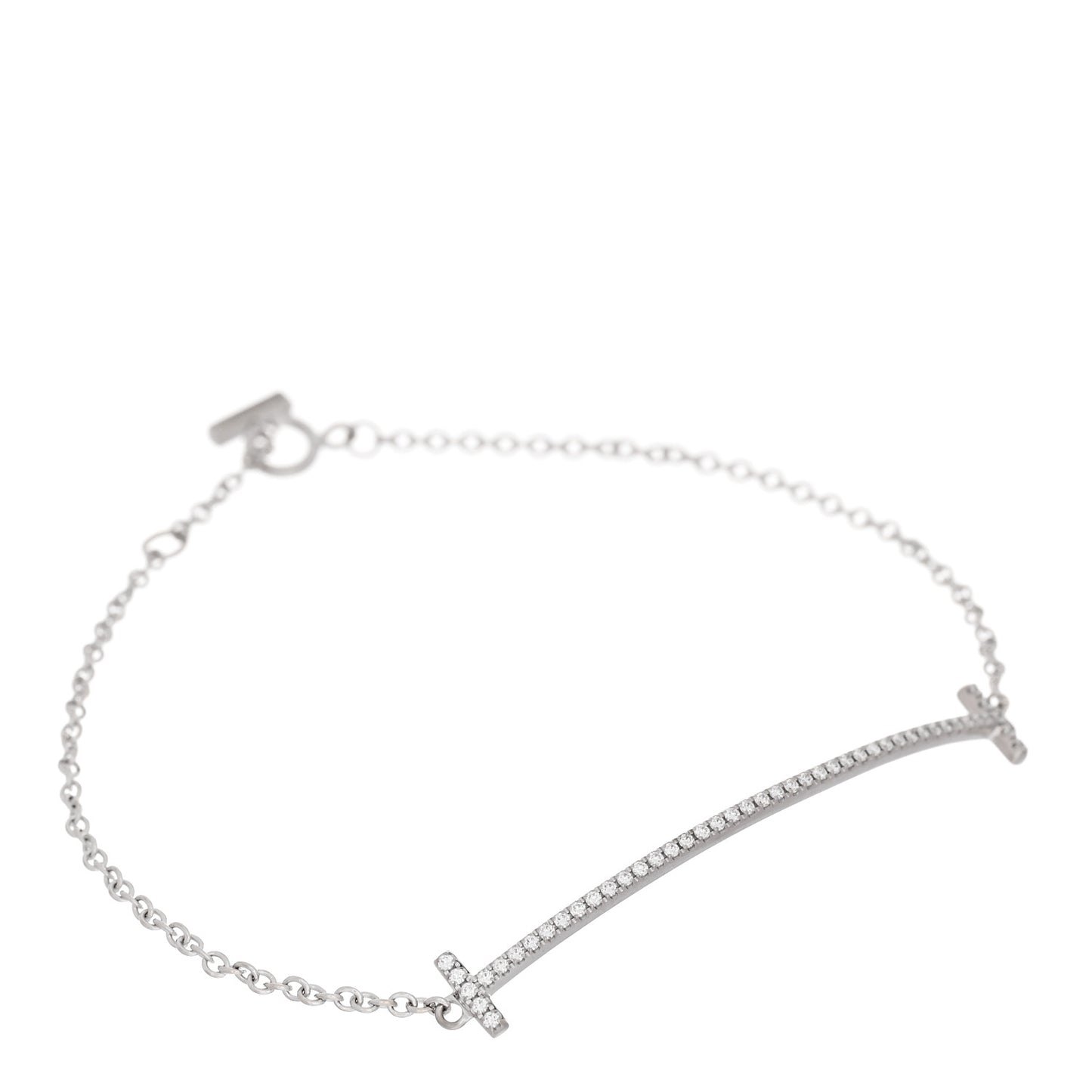 18K White Gold Diamond T Smile Bracelet