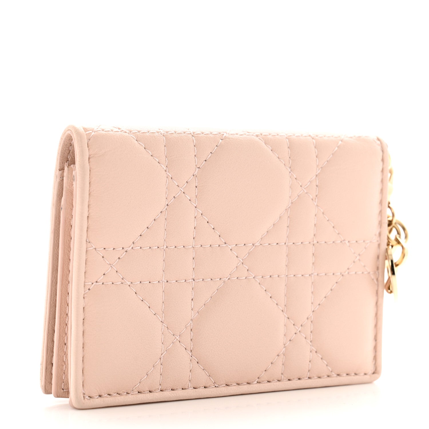 Christian Dior Lambskin Cannage Mini Lady Dior Wallet Rose Pink 3 of 8