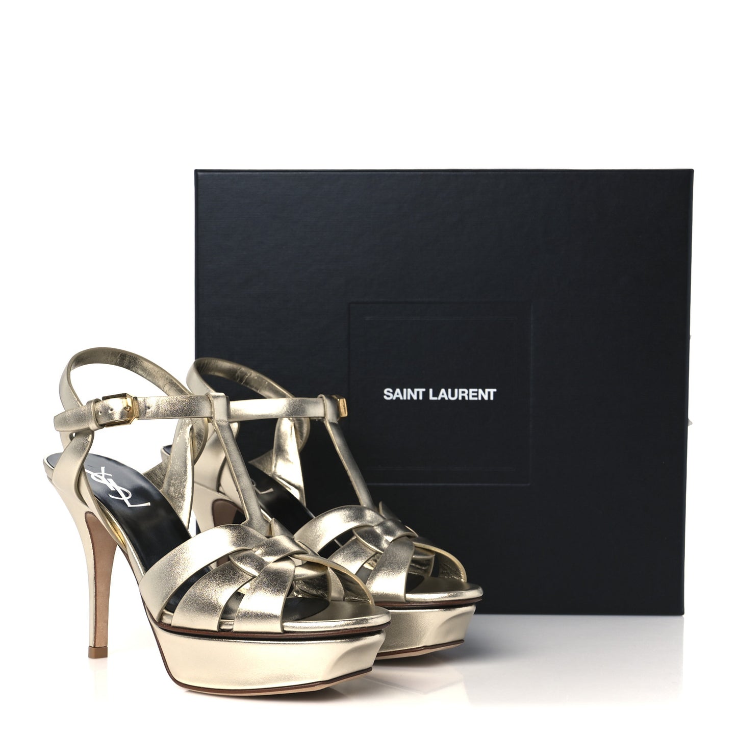 Metallic Nappa Tribute 75 Platform Sandals 36 Platino