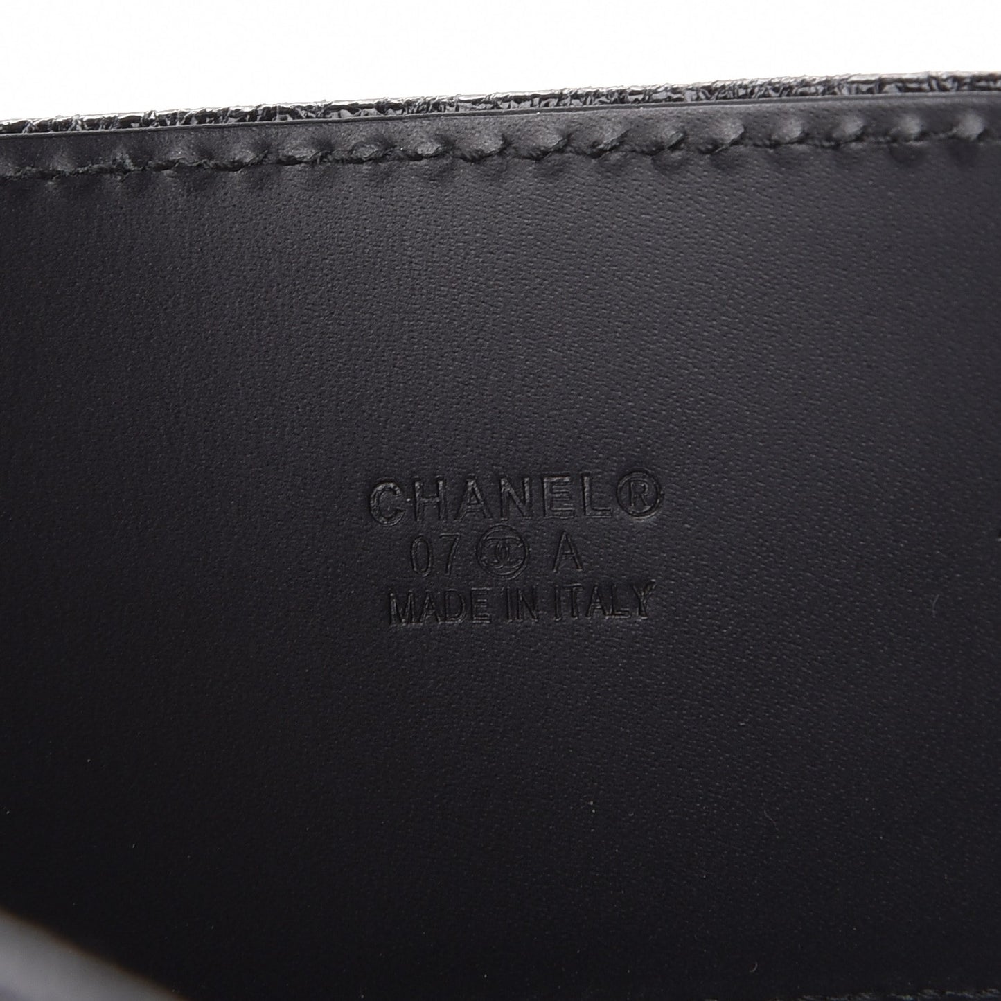 Metallic Crackled Calfskin CC Belt 95 38 Black
