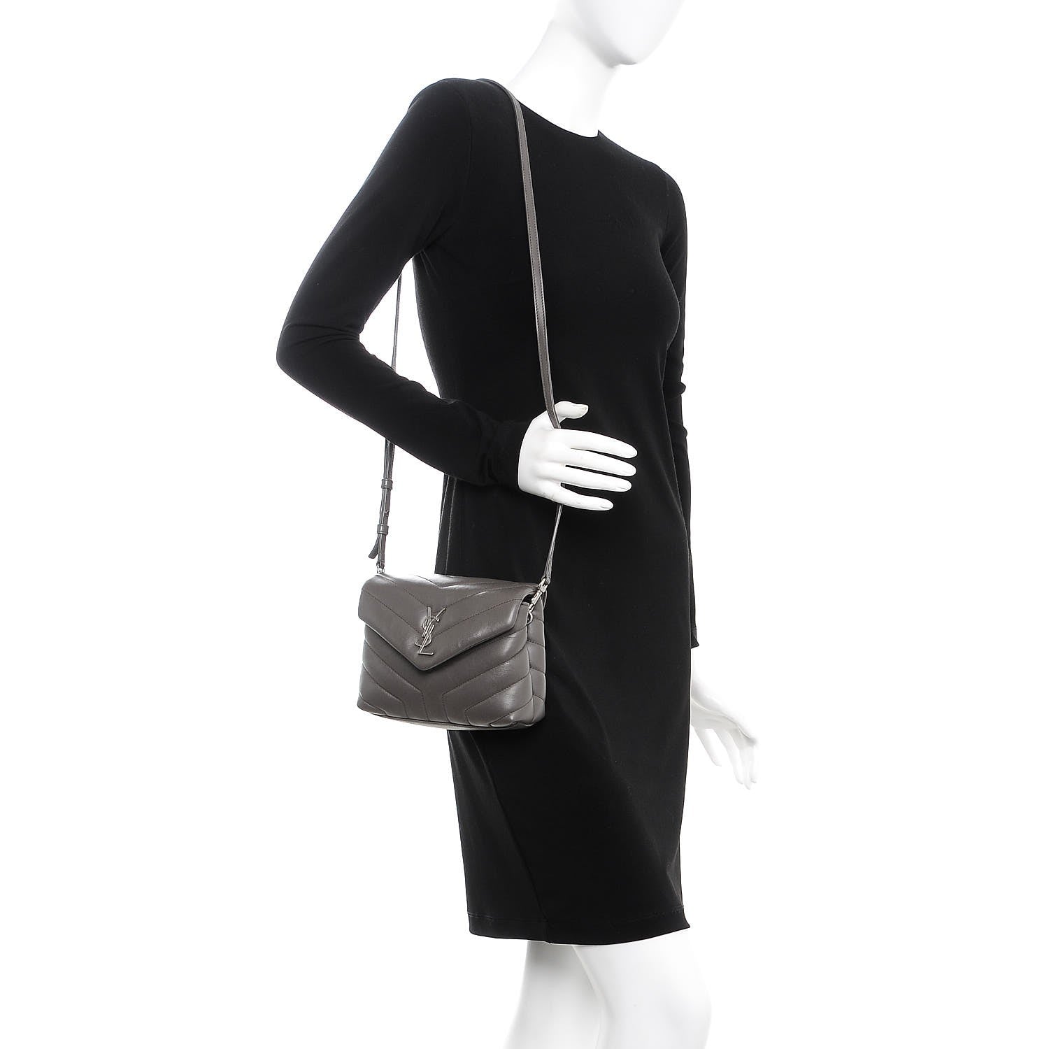 Saint Laurent Calfskin Y Quilted Monogram Toy Loulou Crossbody Bag Earth 2 of 7