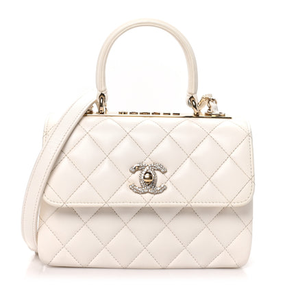 Chanel Lambskin Crystal Quilted Mini Trendy CC Dual Handle Flap Bag White 1 of 10