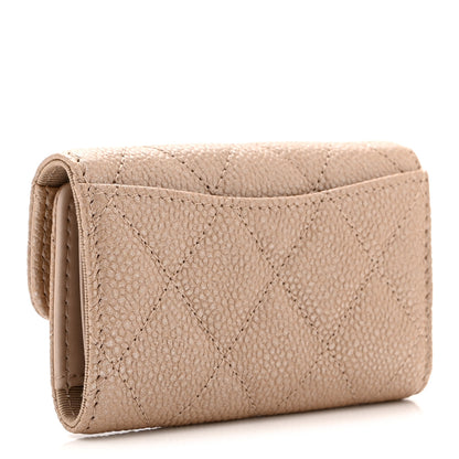 Chanel Metallic Caviar Quilted 6 Key Holder Light Beige 3 of 11