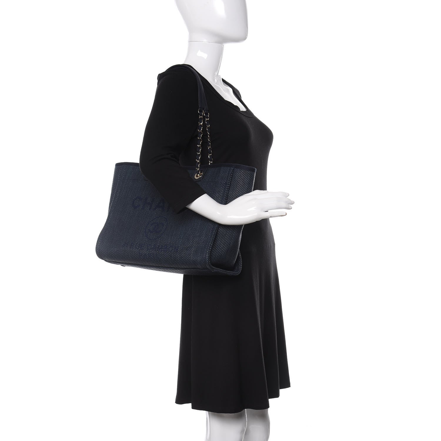 Chanel Mixed Fibers Small Deauville Tote Navy Blue 2 of 10