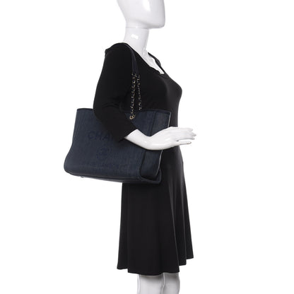 Chanel Mixed Fibers Small Deauville Tote Navy Blue 2 of 10