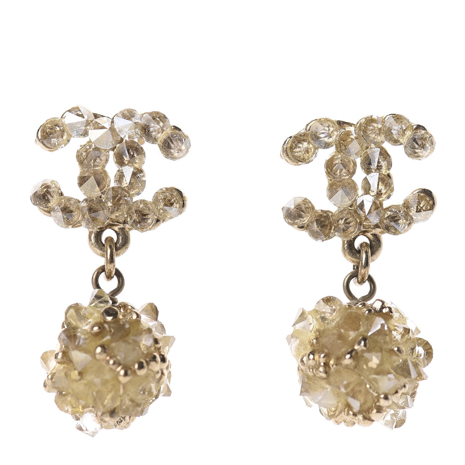 Chanel Crystal CC Dangle Earrings Gold 1 of 5