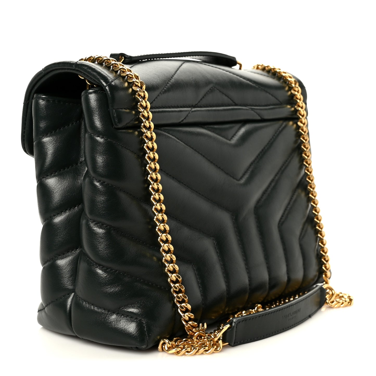 Calfskin Y Quilted Monogram Small Loulou Chain Satchel Olive