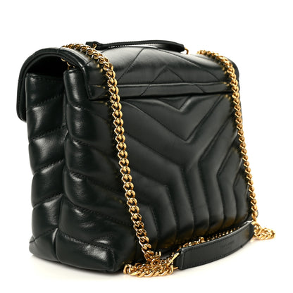 Saint Laurent Calfskin Y Quilted Monogram Small Loulou Chain Satchel Olive 3 of 12