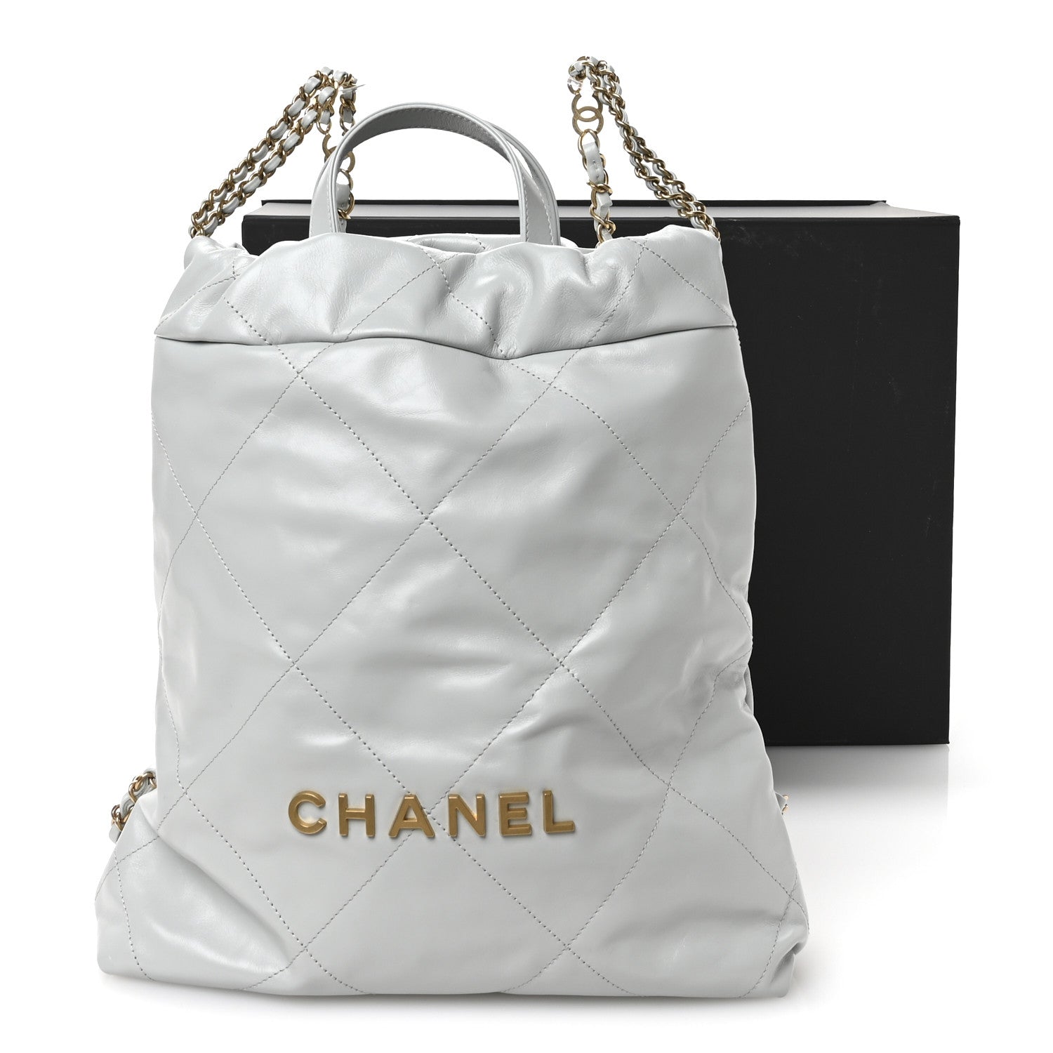Chanel Shiny Calfskin Quilted Chanel 22 Backpack Light Blue 11 of 11