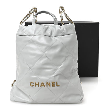 Chanel Shiny Calfskin Quilted Chanel 22 Backpack Light Blue 11 of 11