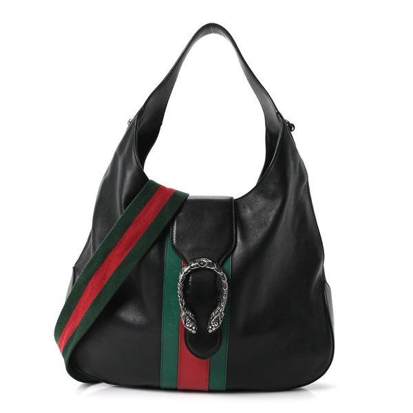 Gucci Calfskin Web Stripe Medium Dionysus Hobo Black 1849405
