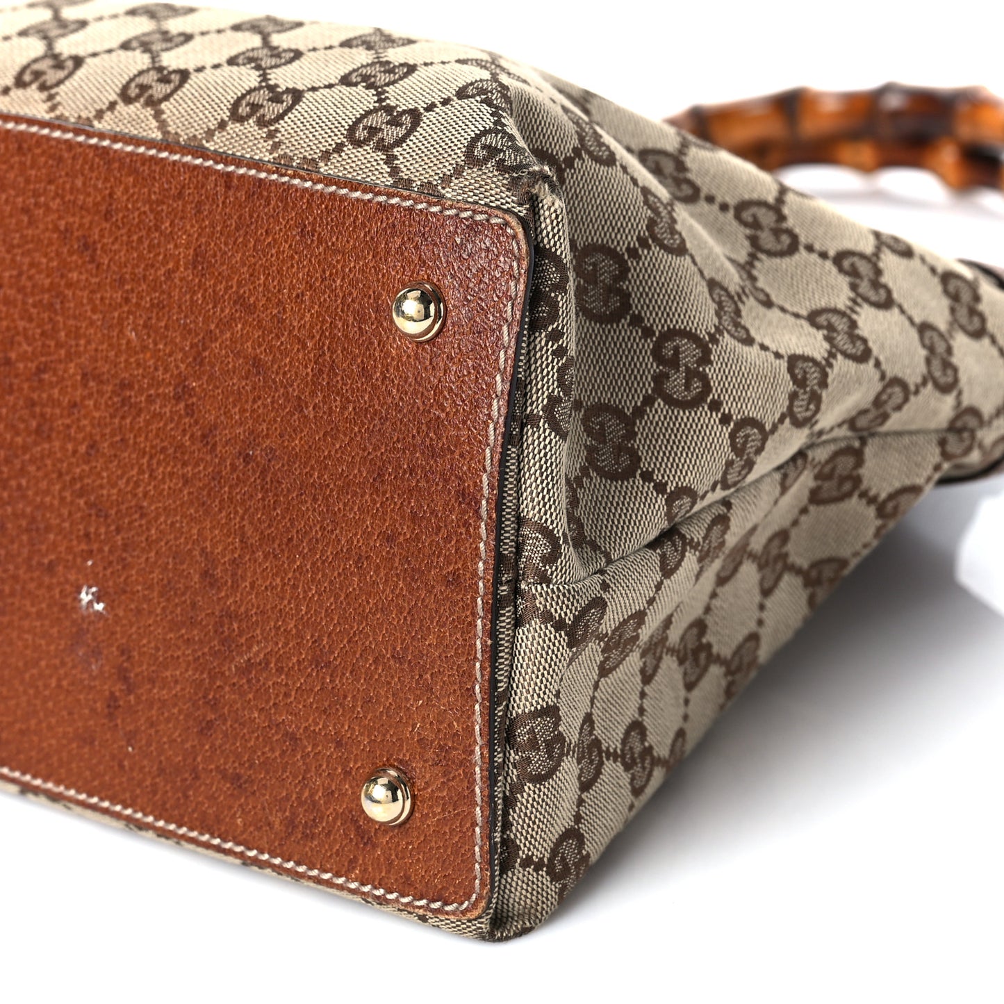 Monogram Bamboo Handle Bag Brown