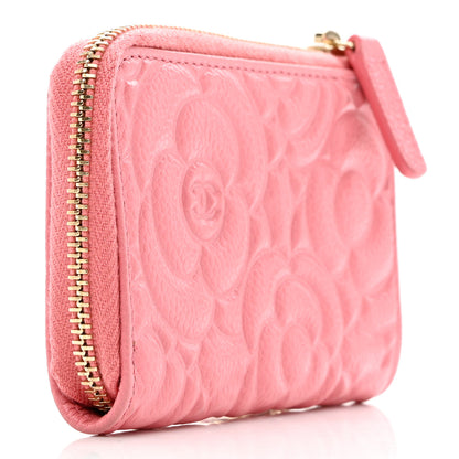 Chanel Caviar Camellia Embossed Key Holder Case Pink 3 of 7
