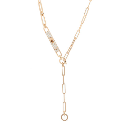 Hermes 18K Rose Gold Diamond Pave PM Kelly Chaine Lariat Necklace SH 1 of 4