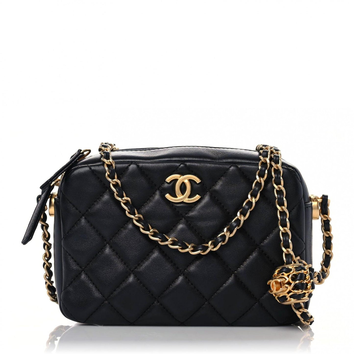 Lambskin Quilted CC Pearl Crush Camera Case Black