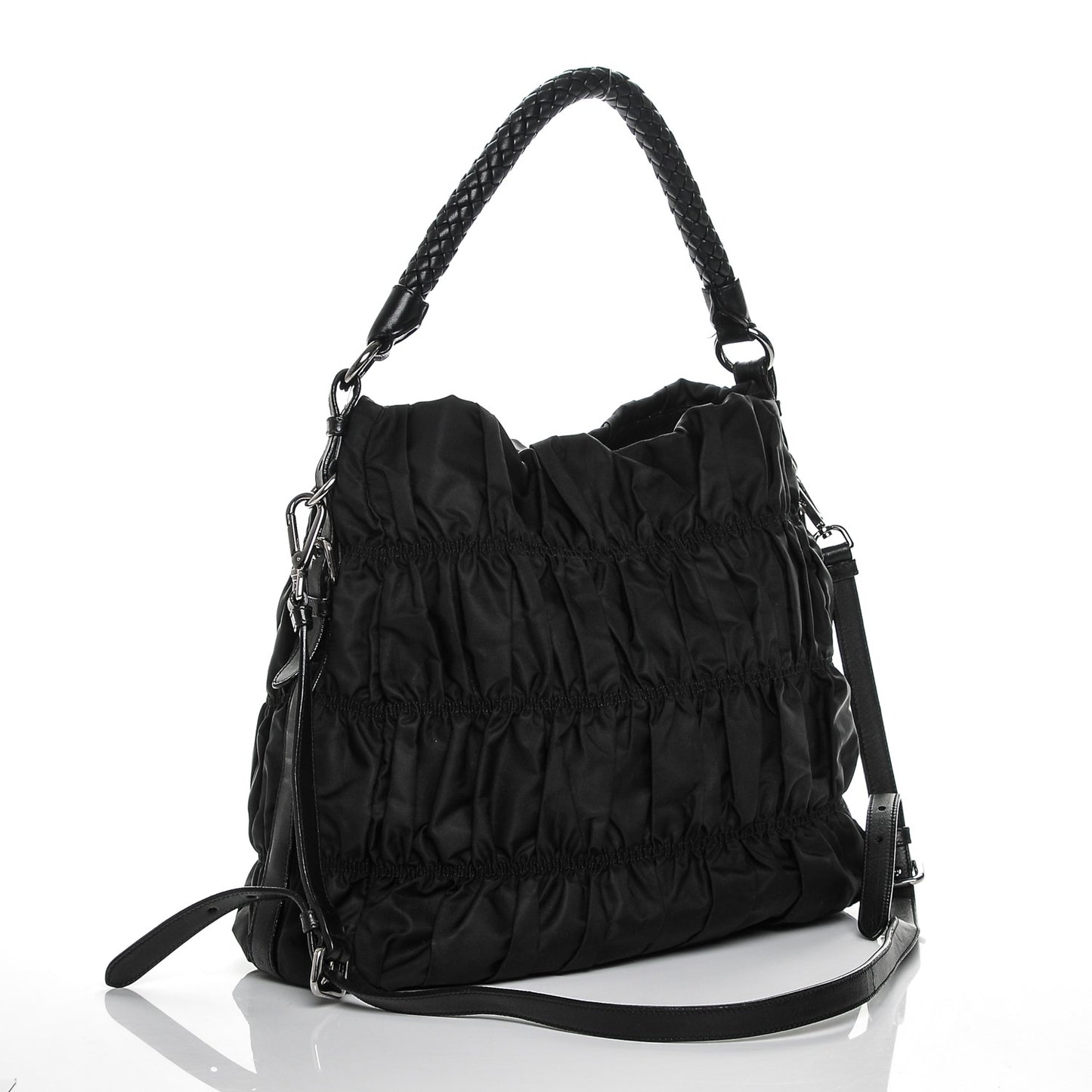 Tessuto Nylon Gaufre Hobo Nero Black