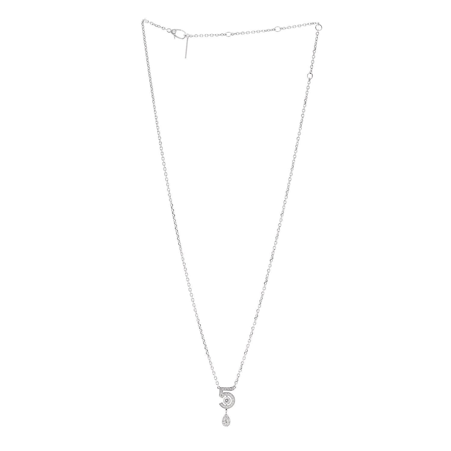 18K White Gold Diamond Eternal No 5 Necklace