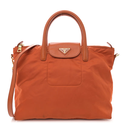 Prada Tessuto Nylon Saffiano Tote Papaya 1 of 16