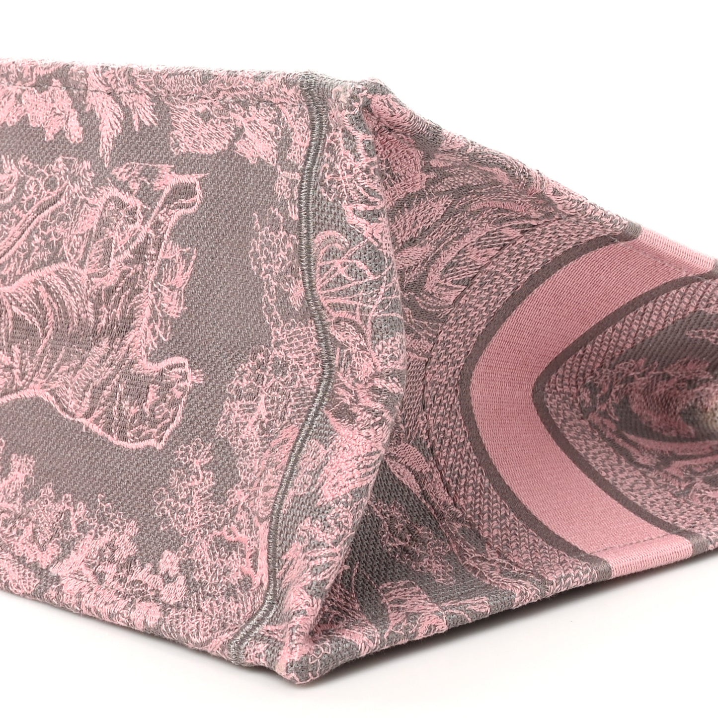 Canvas Embroidered Medium Dioriviera Toile De Jouy Book Tote Pink Grey