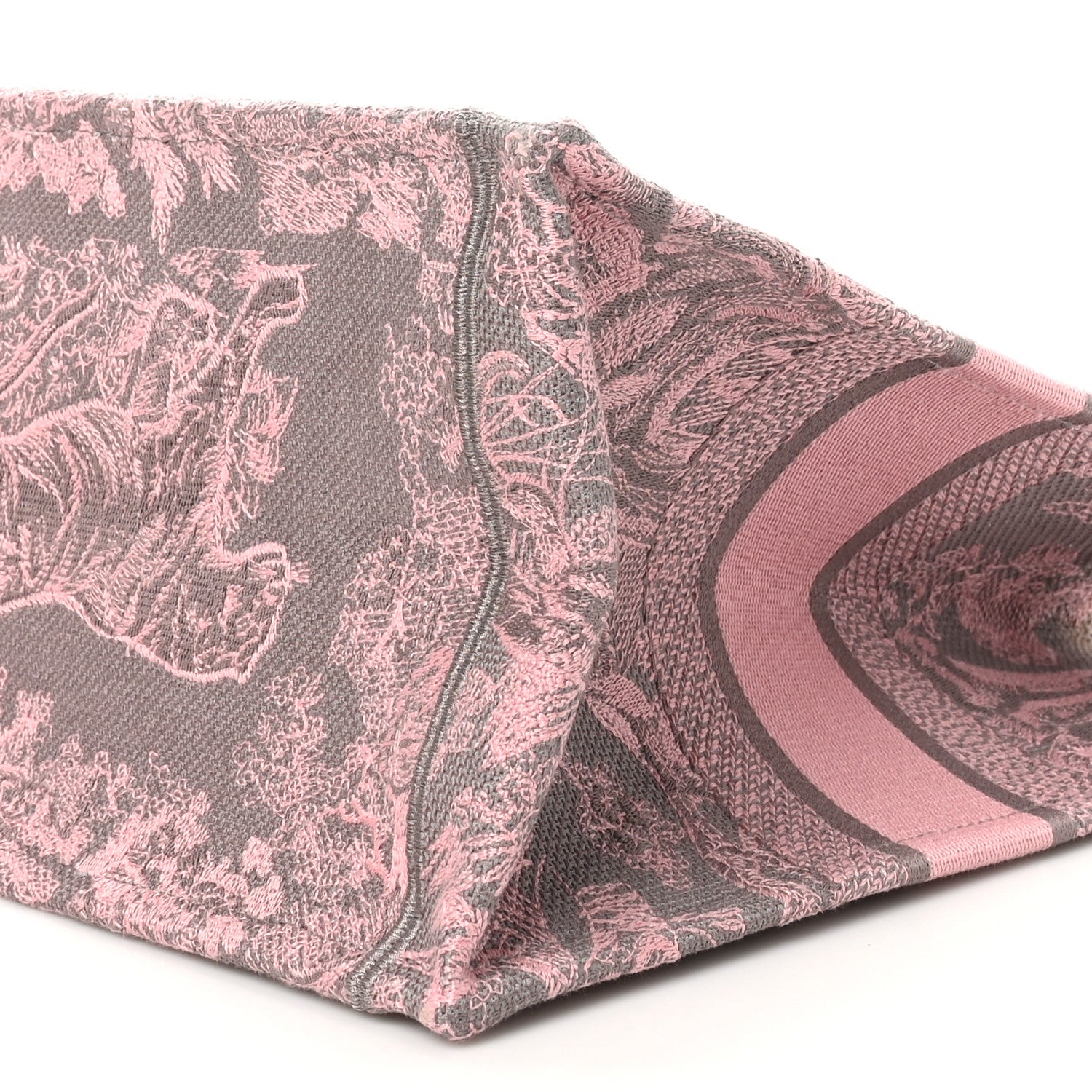 Christian Dior Canvas Embroidered Medium Dioriviera Toile De Jouy Book Tote Pink Grey 10 of 12