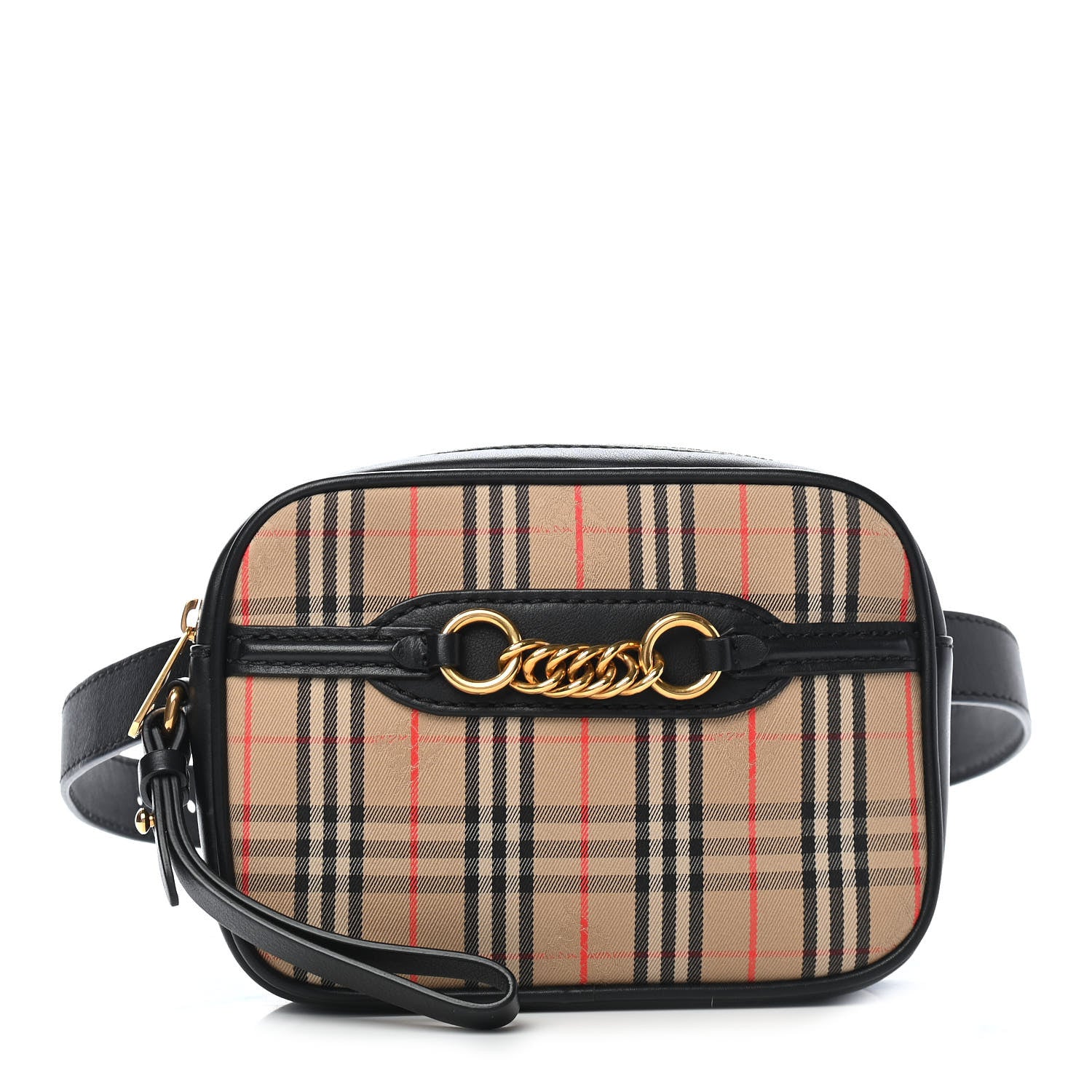 Burberry 1983 Knight Check Smooth Calfskin Link Camera Bag Black 1 of 8