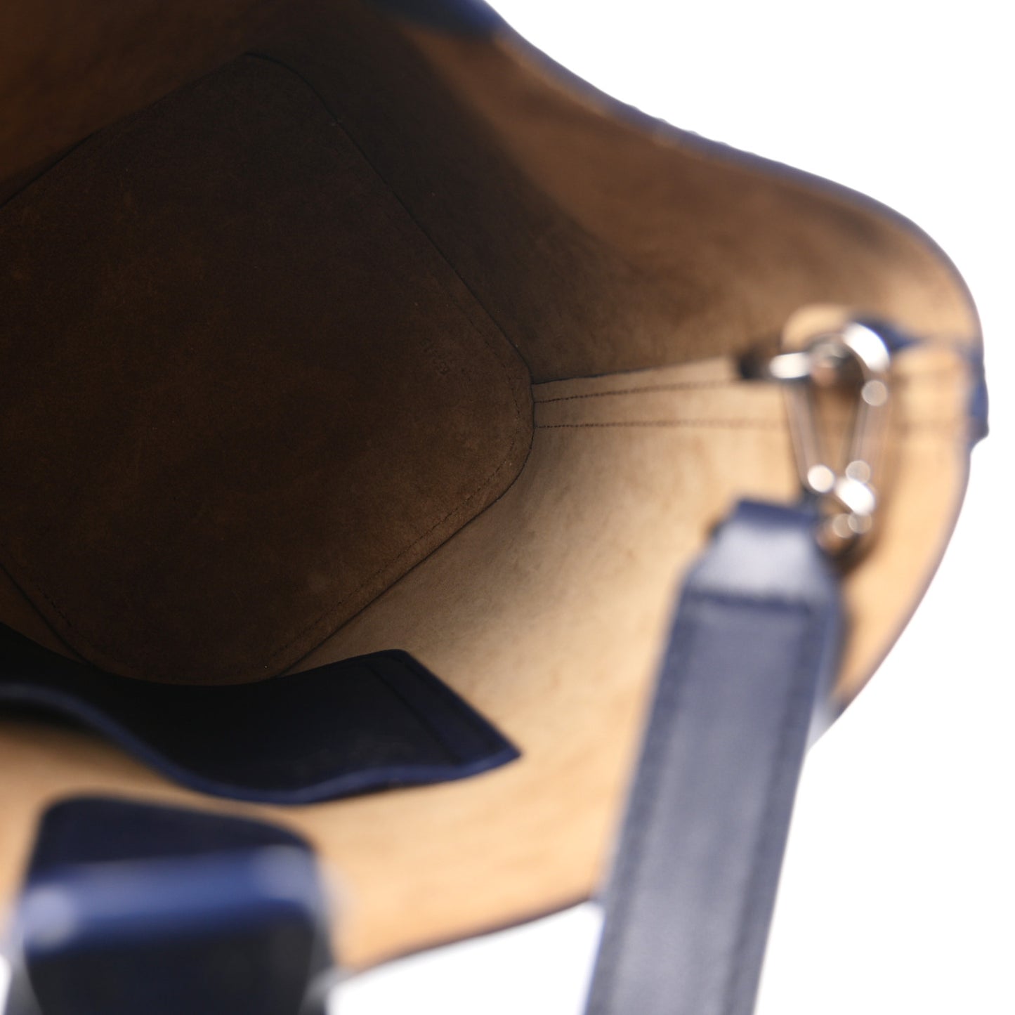 Soft Grained Calfskin Mini Pebble Bucket Bag Navy