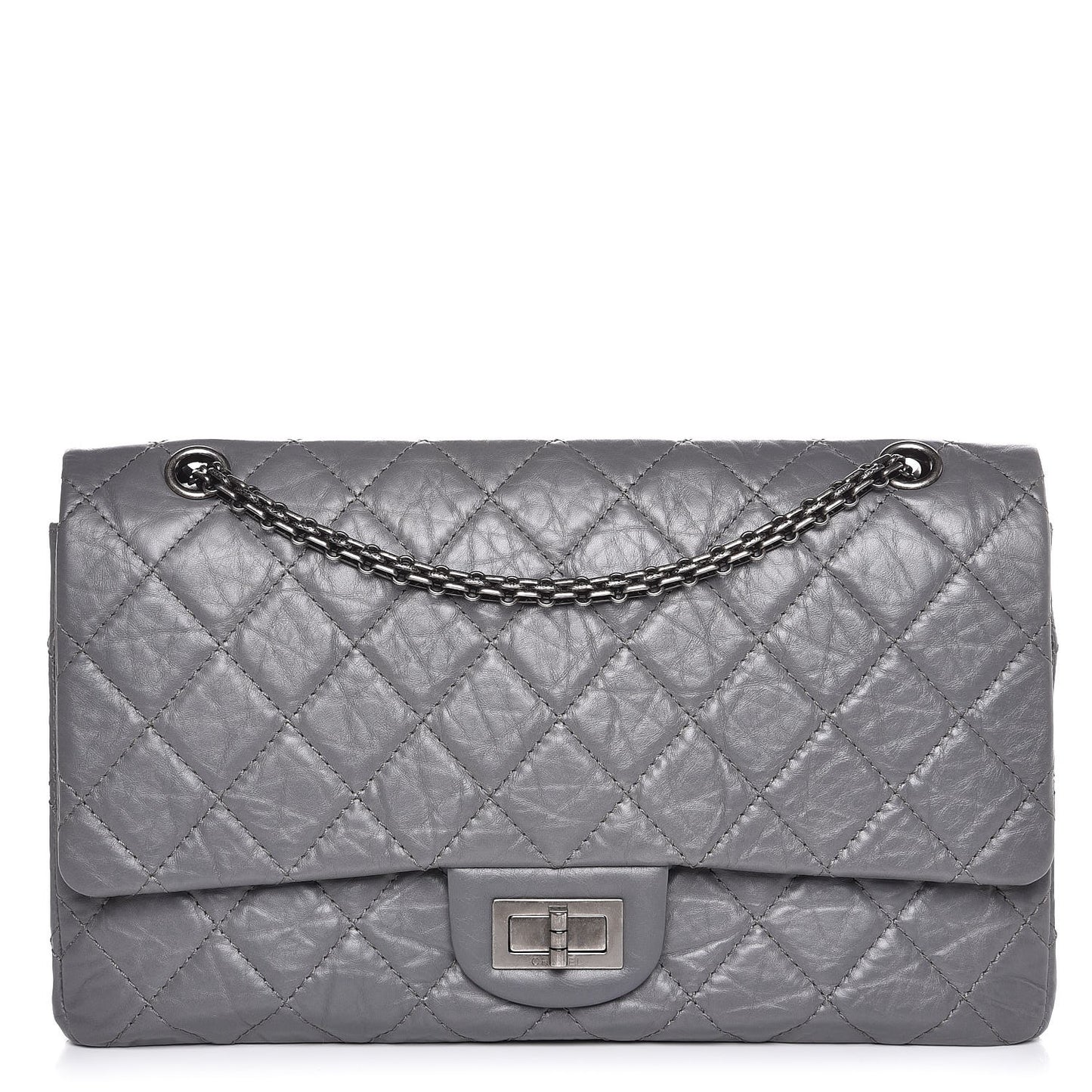 Aged Calfskin Quilted 2.55 Reissue 227 Flap Grey