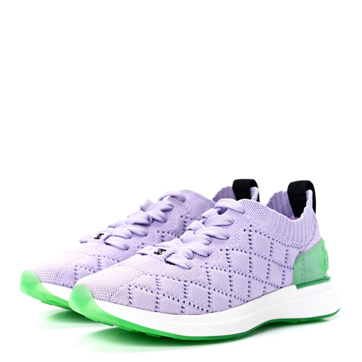 Chanel Mixed Fibers Quilted Womens CC Sneakers 36 Purple 3 of 8