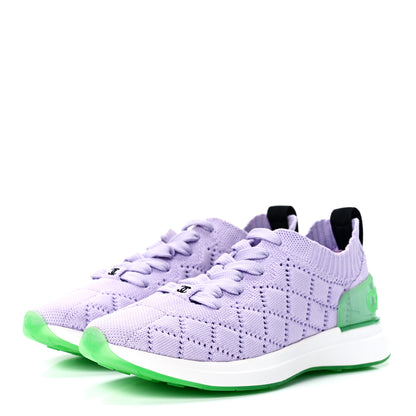 Chanel Mixed Fibers Quilted Womens CC Sneakers 36 Purple 3 of 8