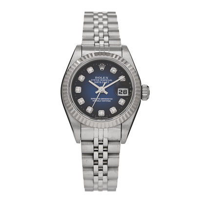 Rolex Stainless Steel 18K White Gold Diamond 26mm Oyster Perpetual Datejust Watch Blue Gradient 69174 1 of 5