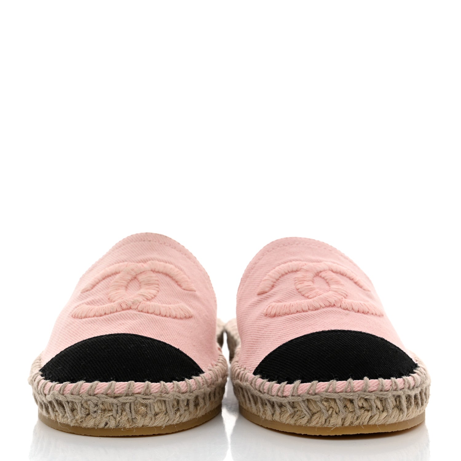 Chanel Denim CC Espadrille Mules 35 Pink Black 2 of 10
