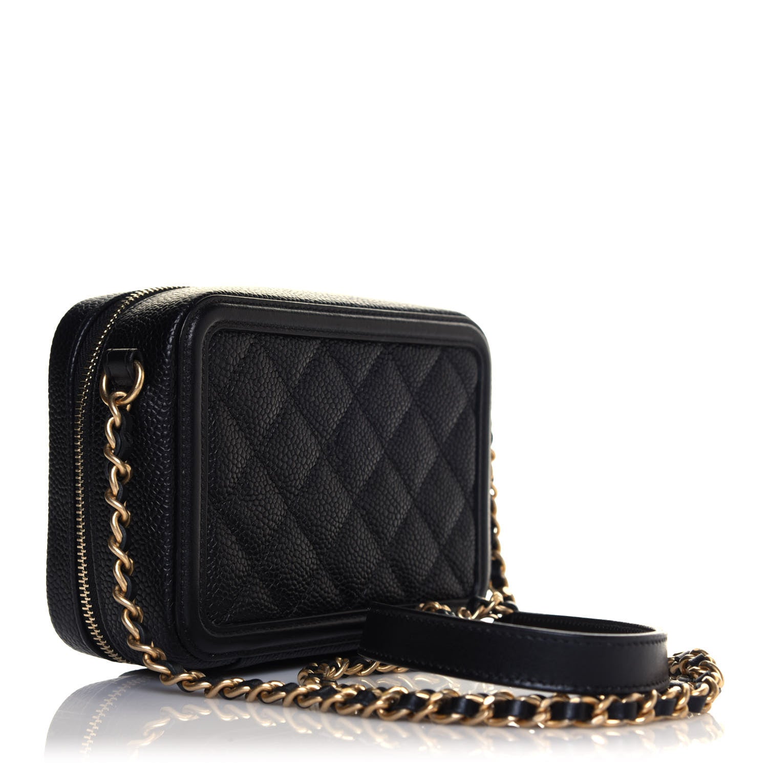 Chanel Caviar Quilted CC Filigree Vanity Clutch With Chain Black 3 of 13
