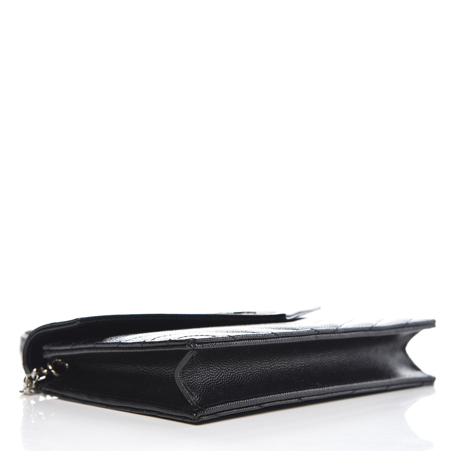 Grain De Poudre Matelasse Chevron Monogram Envelope Chain Wallet Black
