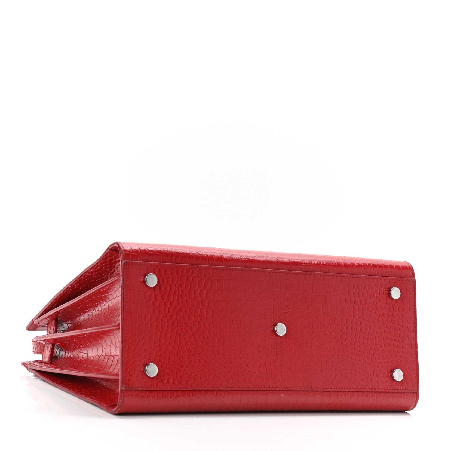 Saint Laurent Calfskin Crocodile Embossed Small Sac De Jour Eros Red 5 of 14