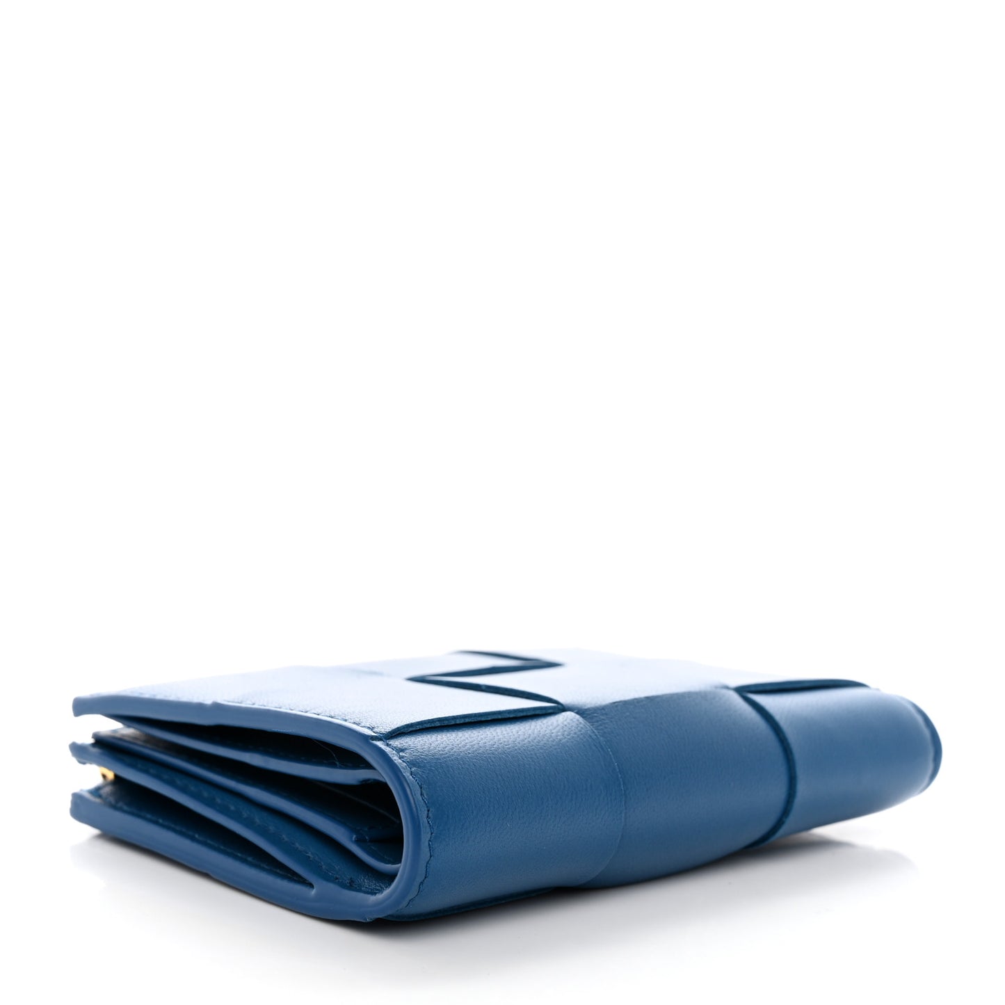 Nappa Maxi Intrecciato Bifold Zip Wallet Deep Pacific