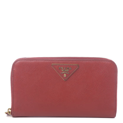 Prada Saffiano Triangle Zip Around Wallet Fuoco 1 of 10
