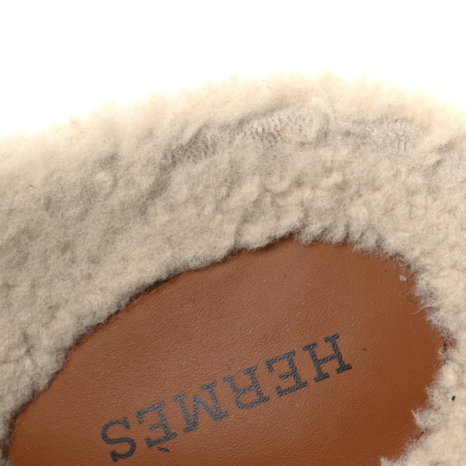 Hermes Suede Goatskin Woolskin Womens Chypre Sandals 36.5 Naturel Ecru 11 of 11