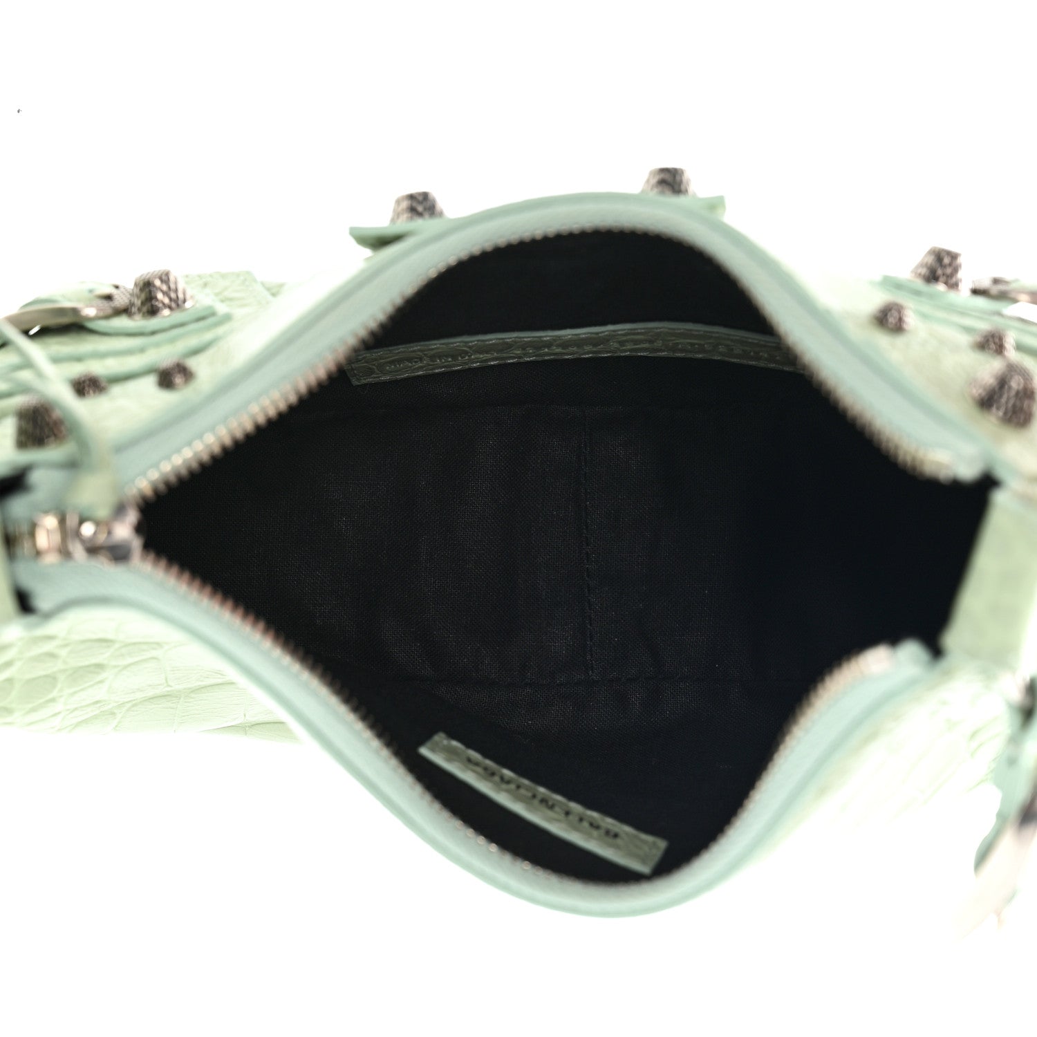 Balenciaga Extra Supple Calfskin Crocodile Embossed Le Cagole Shoulder Bag XS Light Green 5 of 10