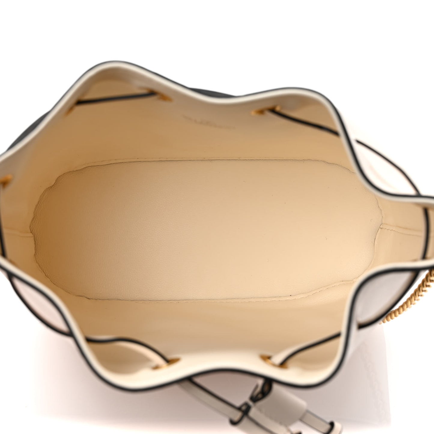Nappa Mini VLogo Signature Chain Bucket Bag Light Ivory