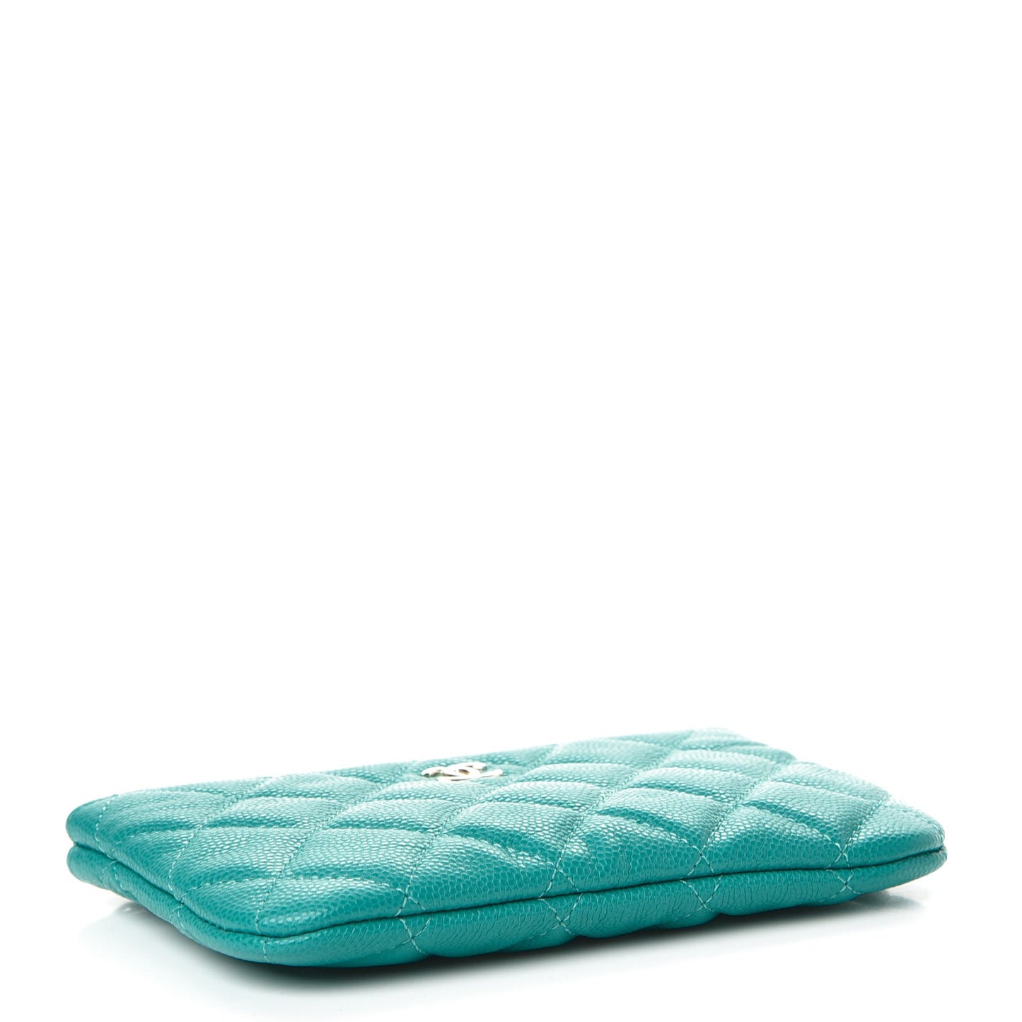 Caviar Quilted Small Cosmetic Case Turquoise