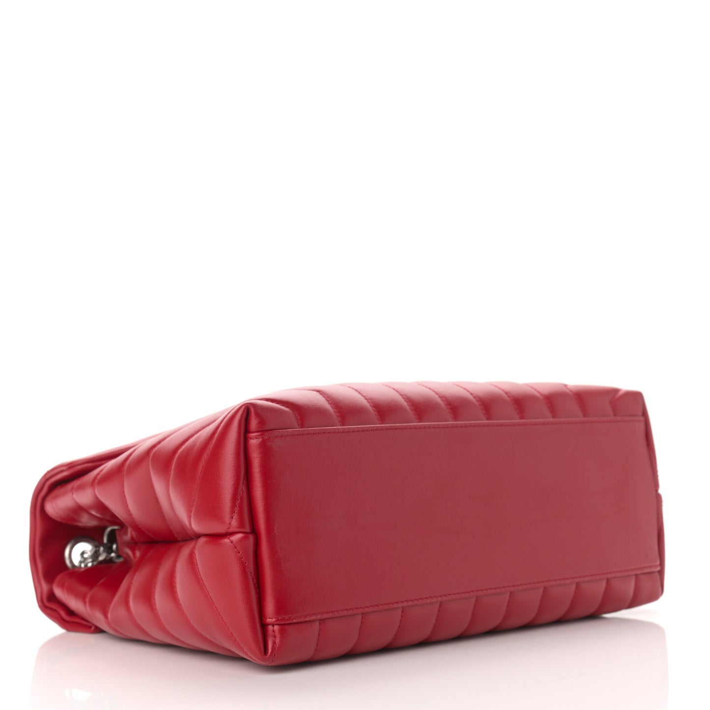 Calfskin Y Quilted Monogram Medium Loulou Chain Satchel Lipstick Red