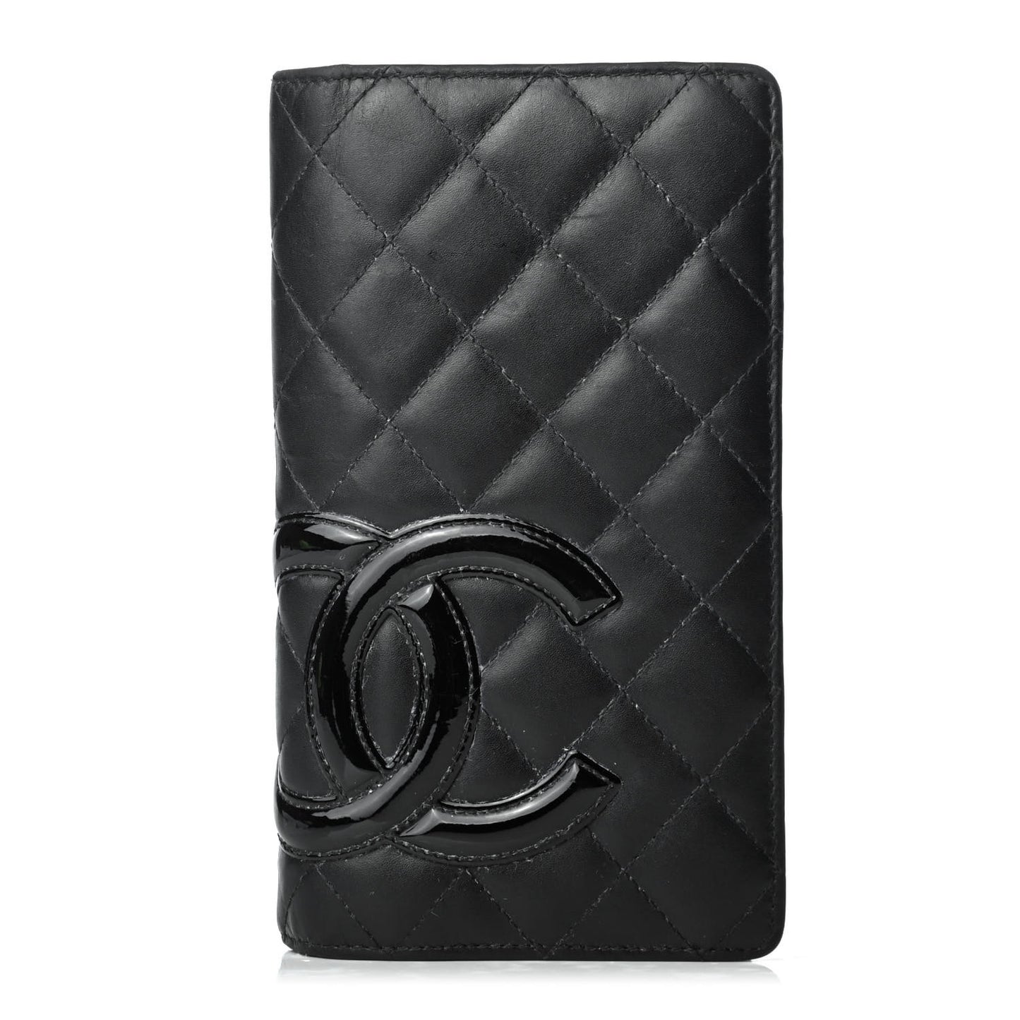 Calfskin Quilted Cambon Yen Wallet Black