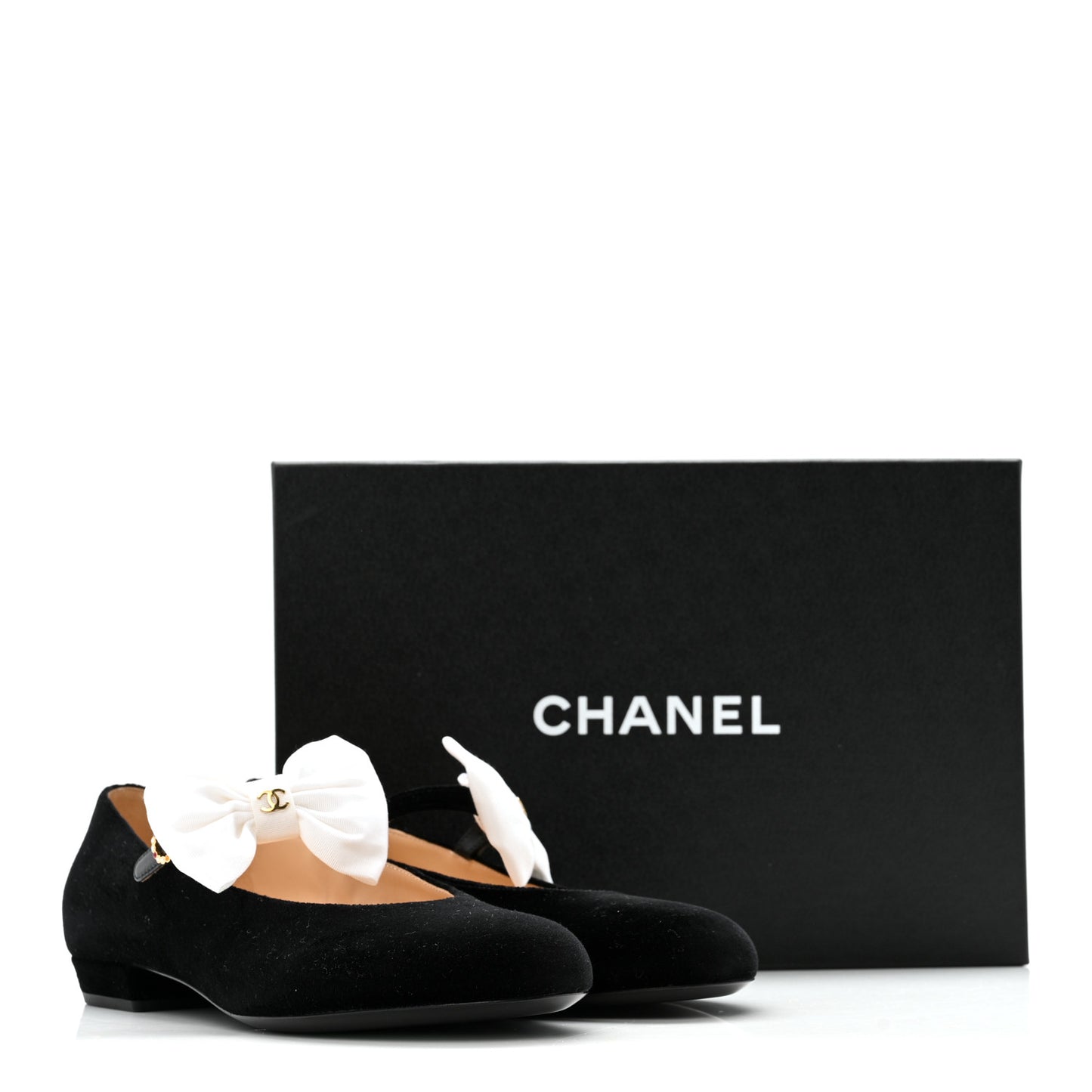 Velvet Grosgrain Bow Mary Jane Flats 38 Black White