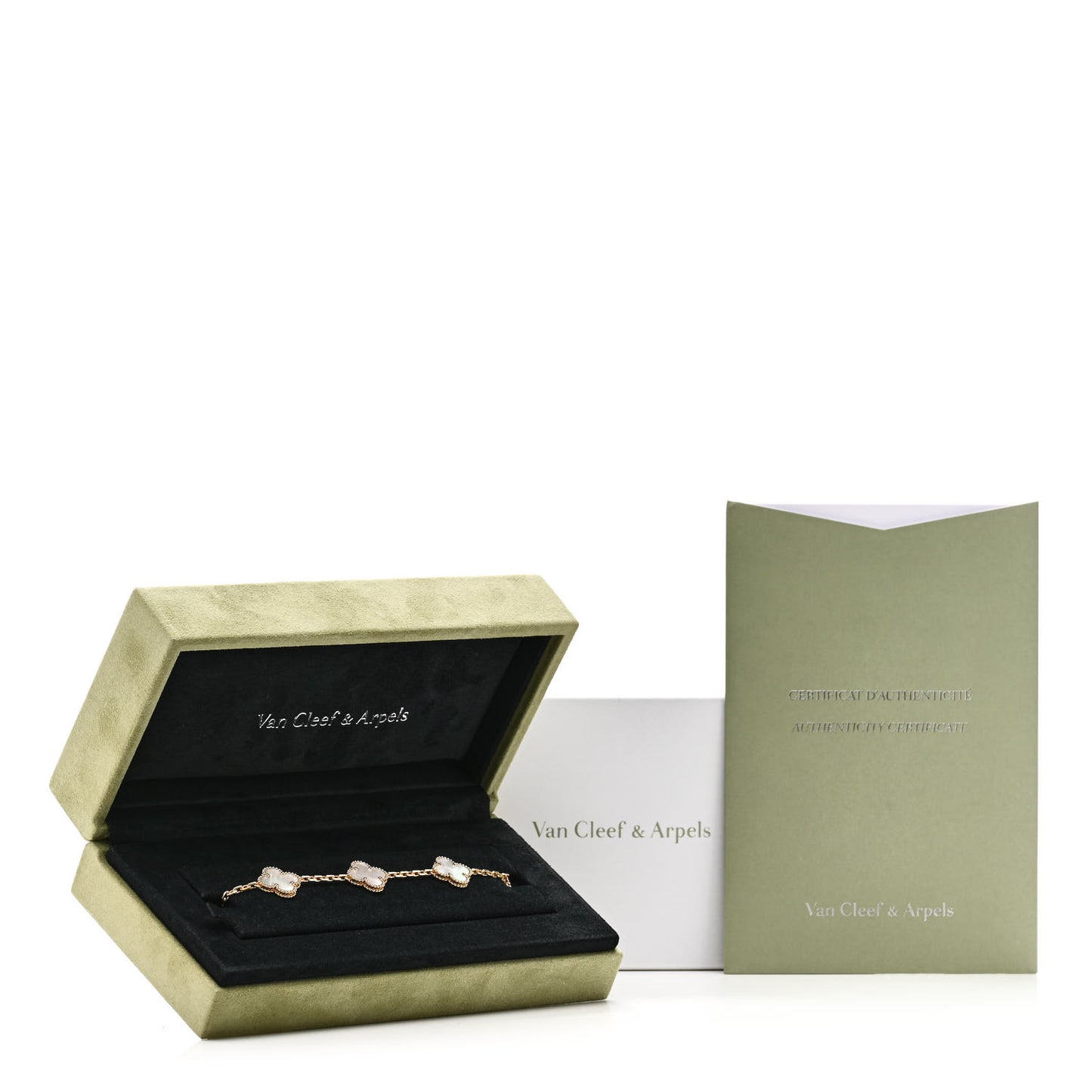 18K Yellow Gold Mother of Pearl 5 Motifs Vintage Alhambra Bracelet